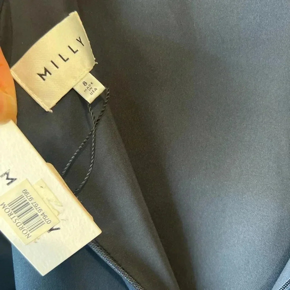 MILLY NEW YORK NWT Navy Blue Butterfly Sleeve Silk Mini Dress 8 - Picture 9 of 11